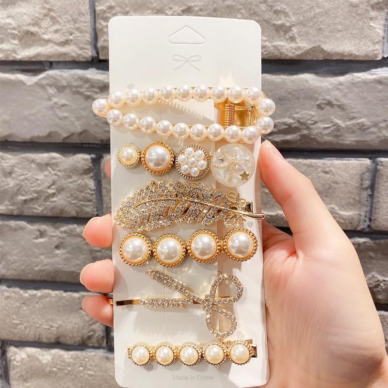 Sét 6 kẹp tóc đá cao cấp siêu xinh