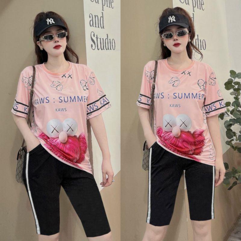 Đồ bộ nữ quần ngố áo form.rộng in họa tiết siêu xinh