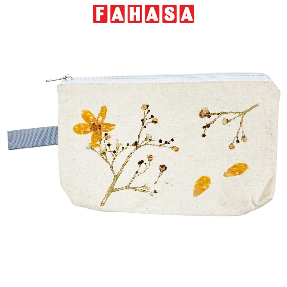 Túi Bút Vải Canvas In Hoa Lá Tươi - Saigon Zerowaste - Mẫu 5