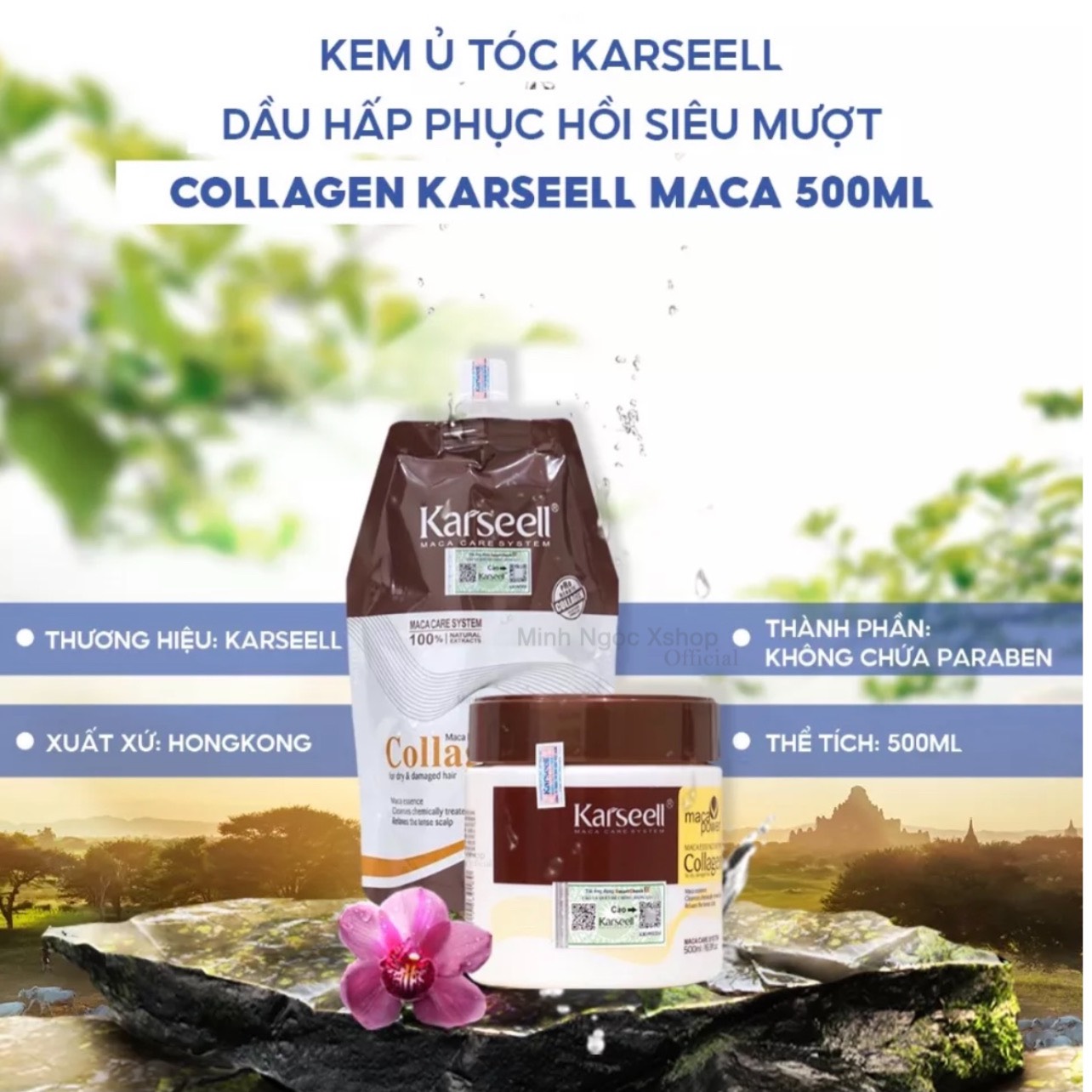 Kem ủ tóc phục hồi siêu mượt Collagen KARSEELL dạng hũ 500ml