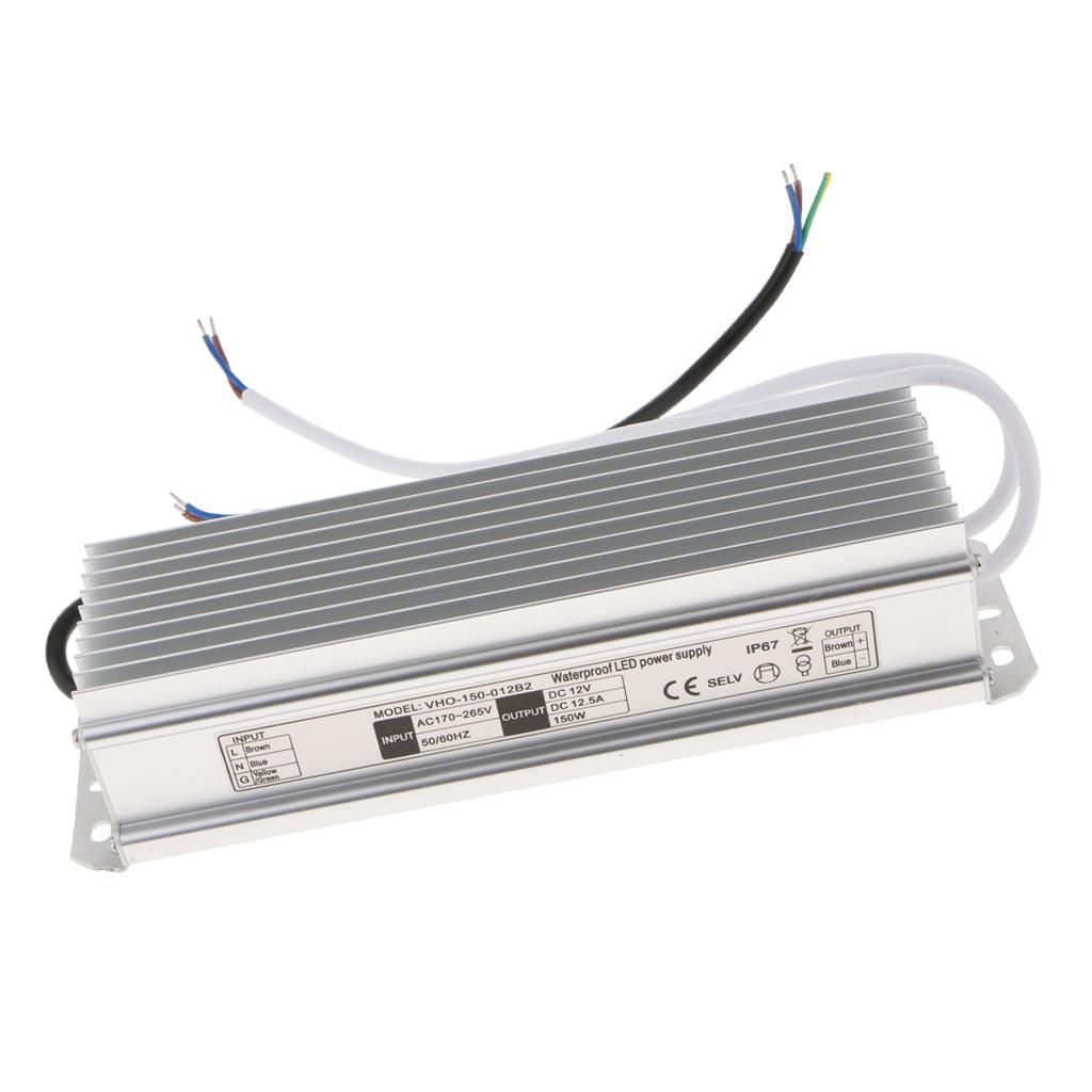 LED Power Supply 150W DC 12V,AC 85-265V/175-265V Driver Transformer Waterproof IP67 Suitable for LED Strip Light