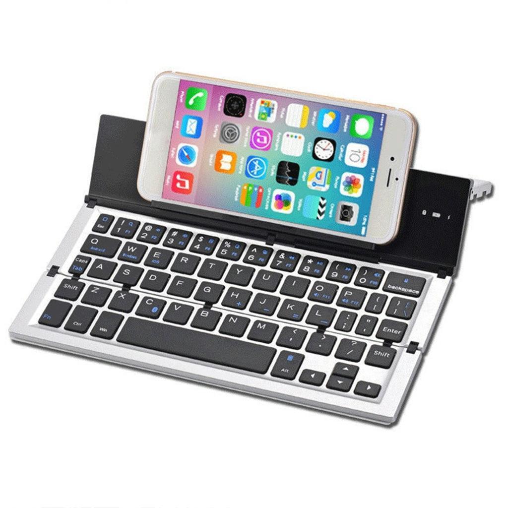 Foldable Tri-fold Bluetooth Keyboard Triple Wireless For PC Folding Black
