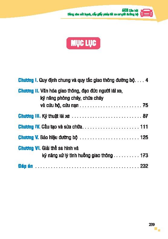 Sách - 600 Câu Hỏi Dùng Cho Sát Hạch, Cấp Giấy Phép Lái Xe Cơ Giới Đường Bộ