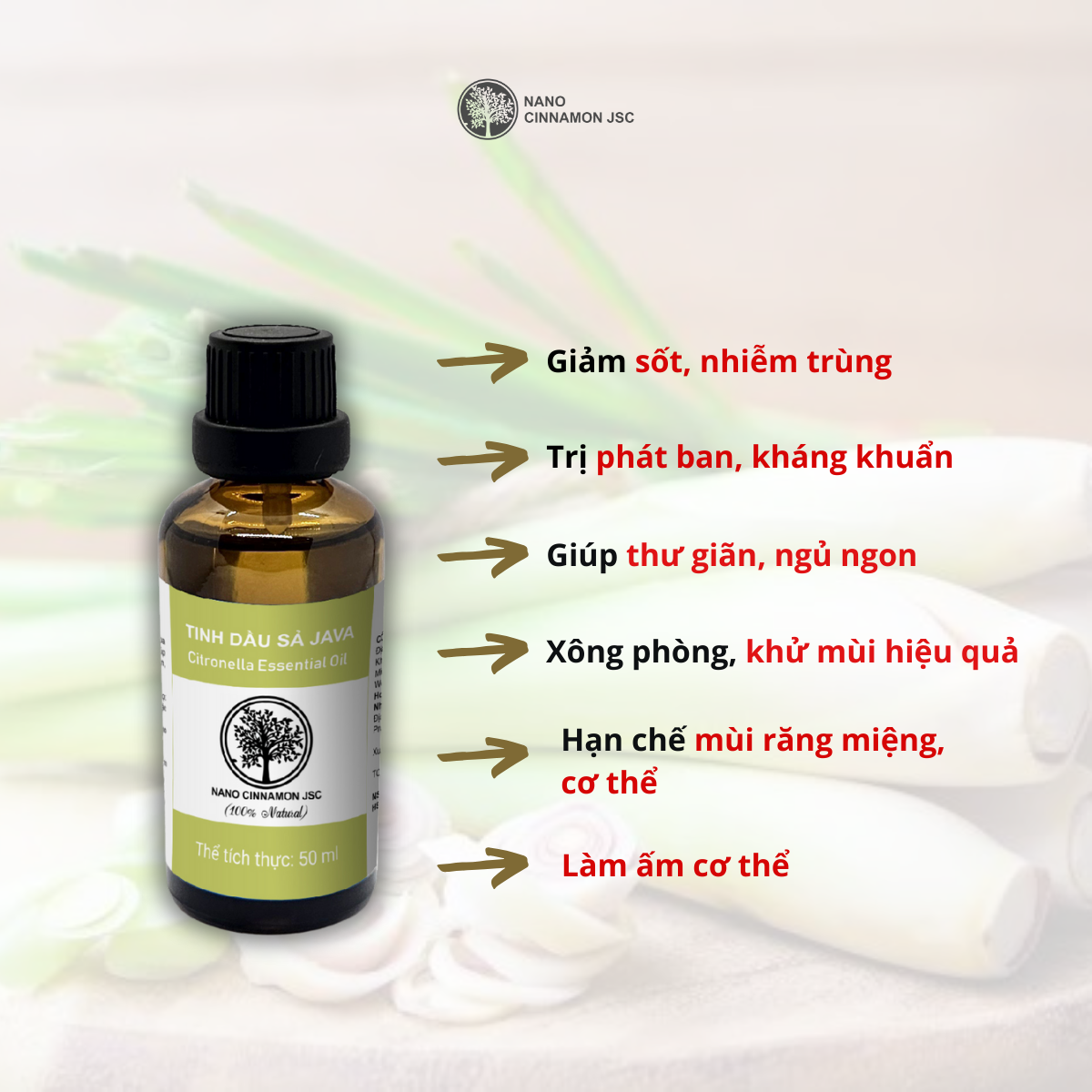 Combo Tinh Dầu Đuổi Côn Trùng, Đuổi Muỗi Nano Cinnamon - Cam, Chanh, Sả, 30ml