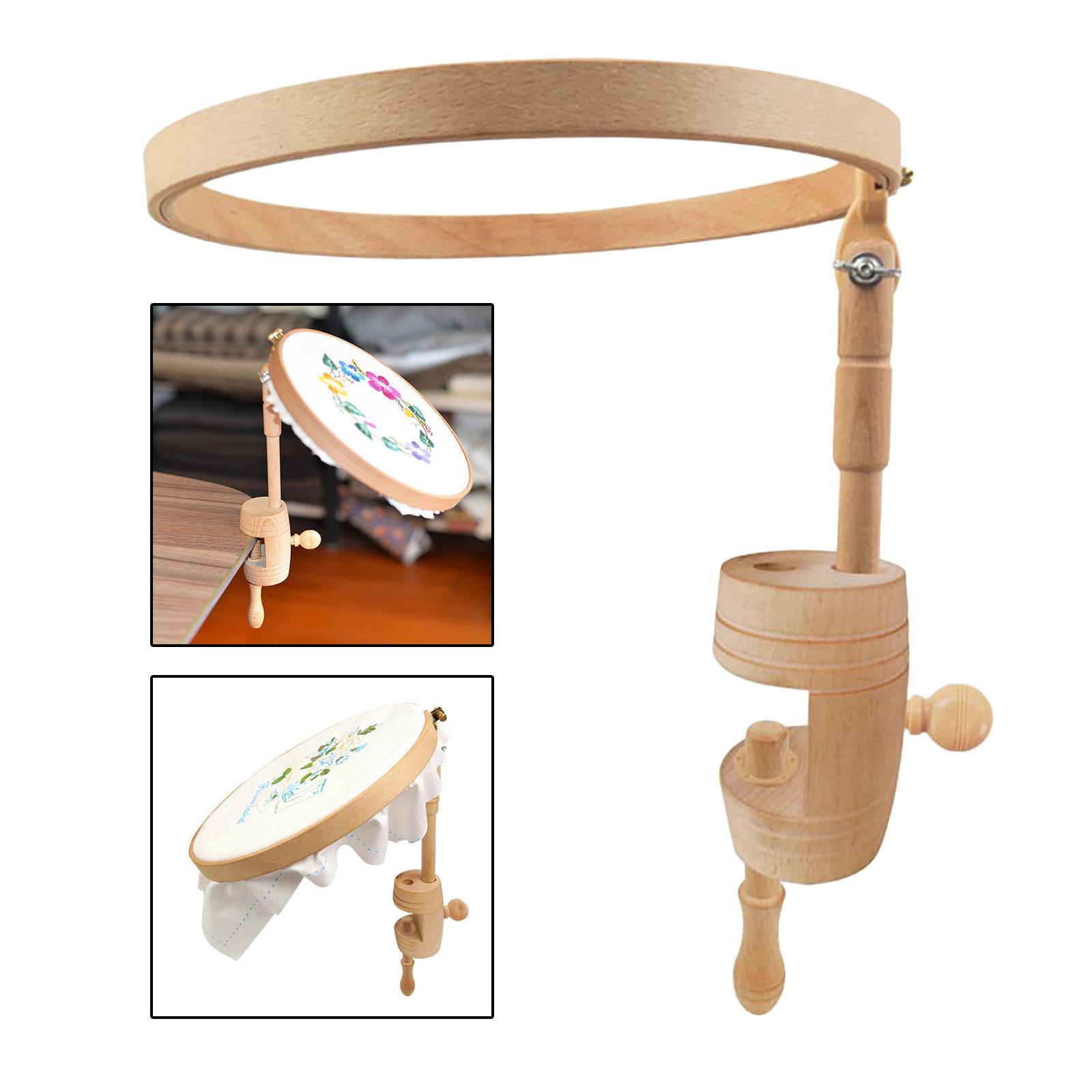 Wooden Frame Cross Stitch Embroidery Hoop Holder  Needlework Sewing Tool