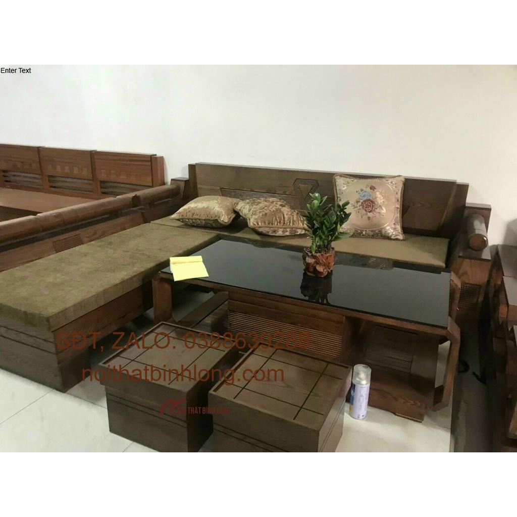 Bộ bàn ghế sofa gỗ sồi Mỹ góc kim cương