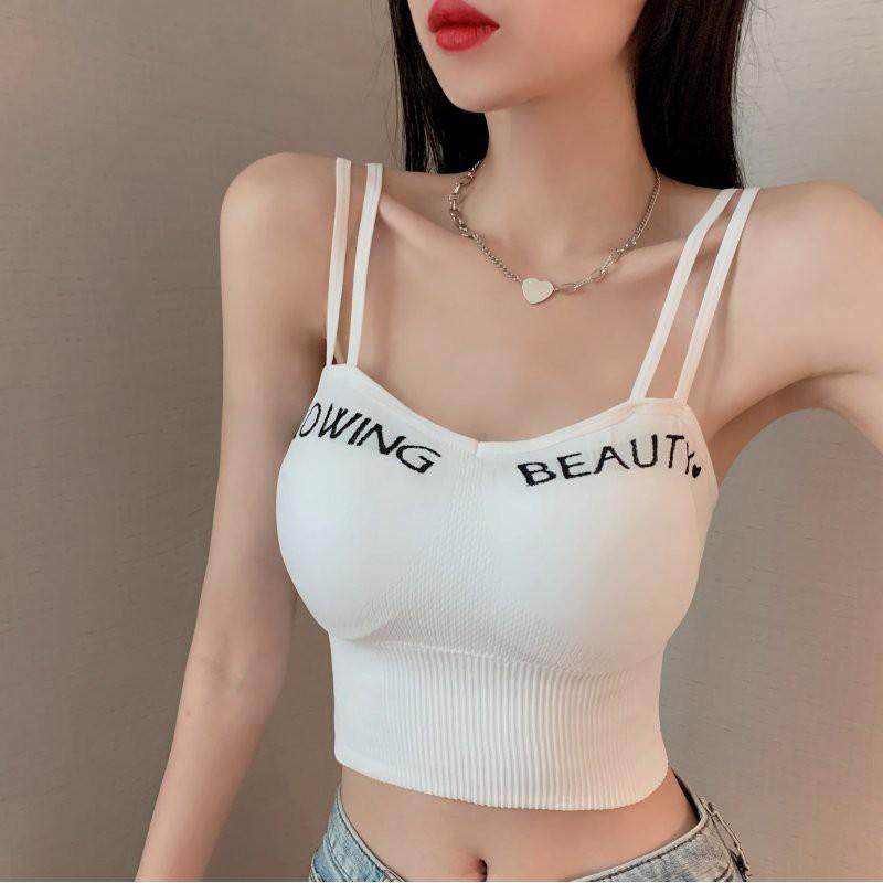 Áo Hai Dây Bra, Áo Hai Dây Len Tăm CROPTOP Hai Dây Sợi Bún