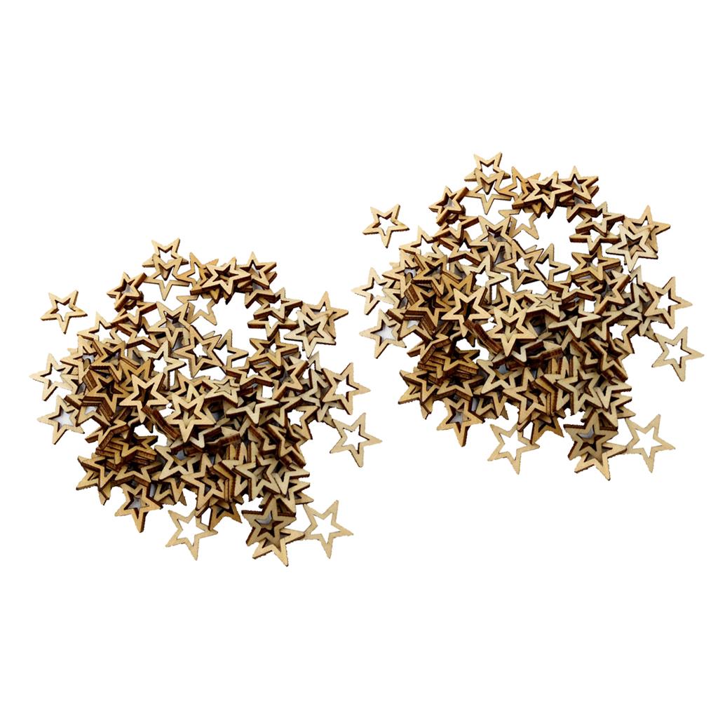 200 Miếng Chưa Hoàn Thành Ngôi Sao Rỗng Hình Bằng Gỗ Trí Nổi 10mm