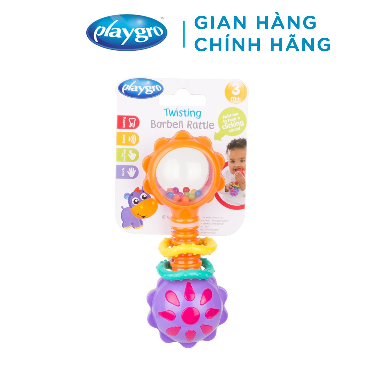 Đồ Chơi Xúc Xắc Gặm Nướu Twisting Barbell Playgro, Cho Bé 3-24 Tháng