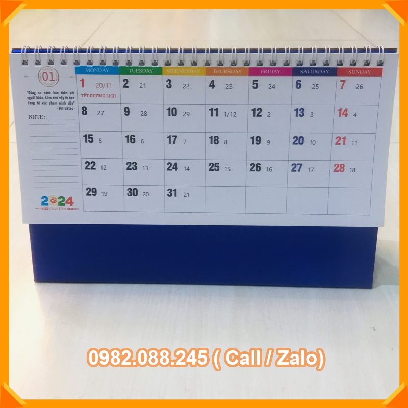 Lịch để bàn2024có ngày âm khổ 24*16cm _