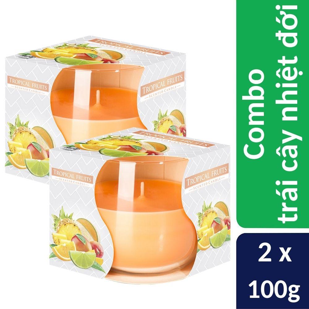 Combo 2 ly nến thơm Bispol nhập khẩu Châu Âu Tropical Fruits 100g - trái cây nhiệt đới