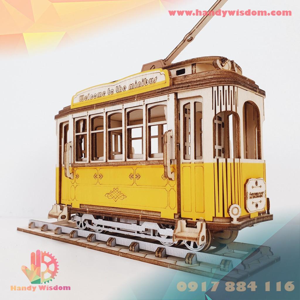 Mô hình lắp ghép gỗ Rolife - Xe buýt điện - Robotime Tramcar TG505