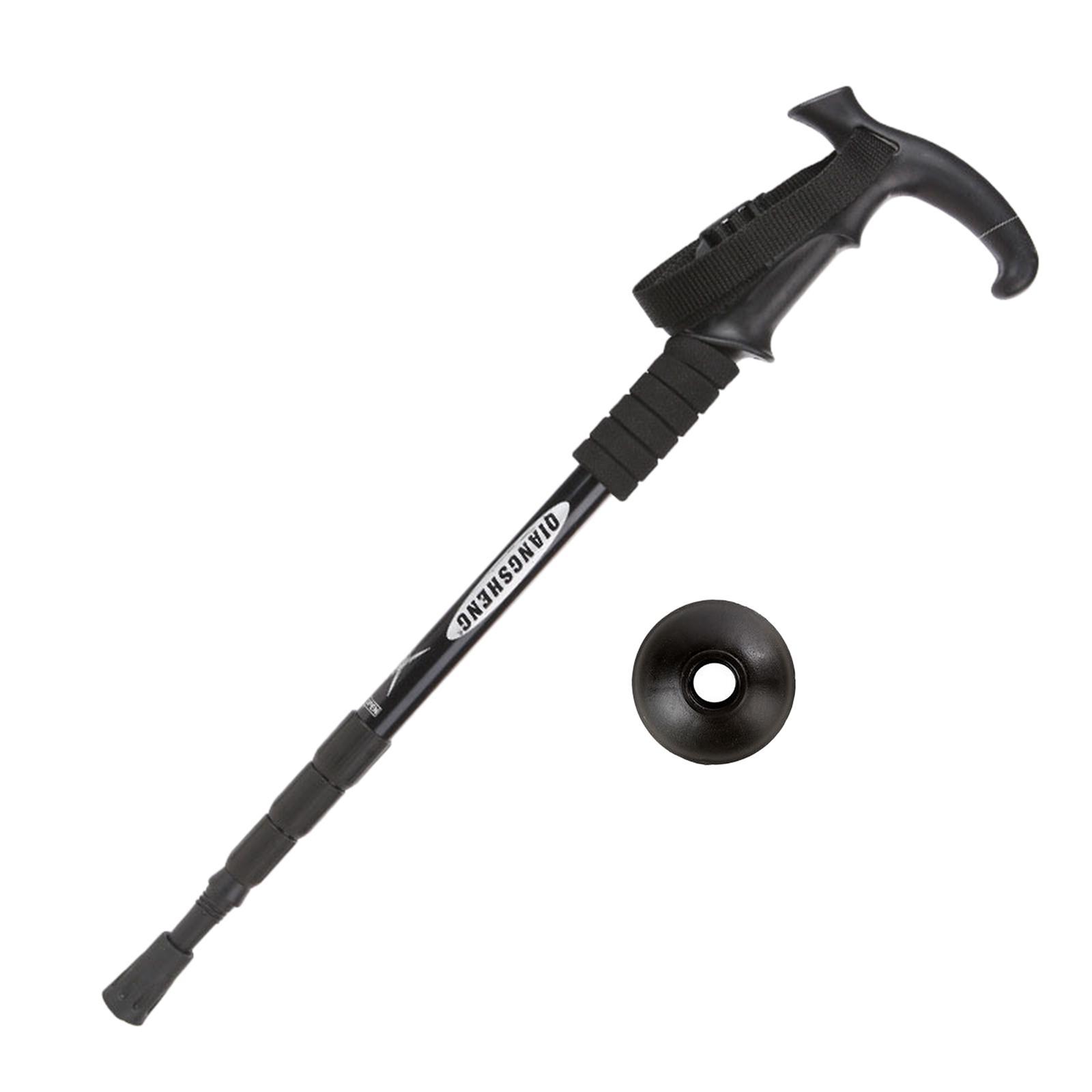 Aluminum Telescopic Elderly Walking Cane Anti Rust Anti Slip Rubber Handle Black