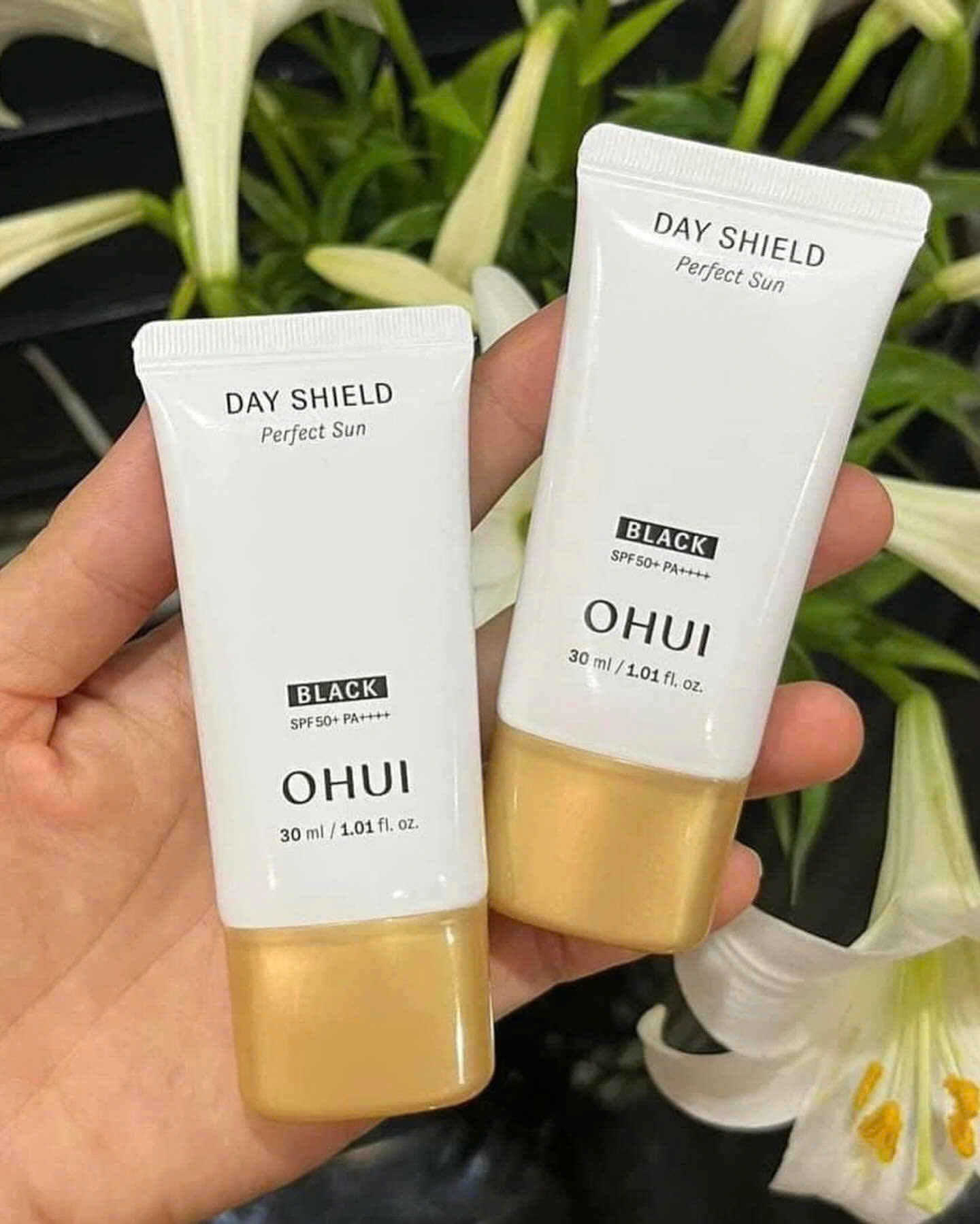 Kem Chống Nắng Trang Điểm Ohui Day Shield Perfect Sun Black SPF50+/PA++++ 30ml tách set