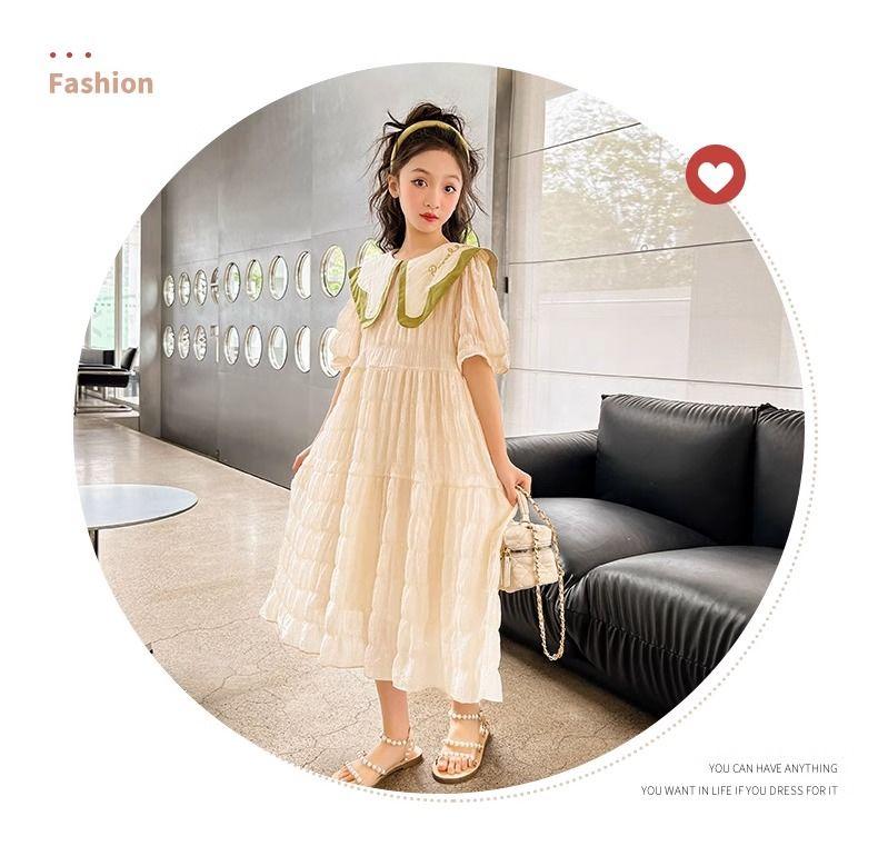 DONGSHOP Cô gái mùa hè đầm 2023 tây trung bình cô gái lớn đầm công chúa váy trẻ em mùa hè đầm
