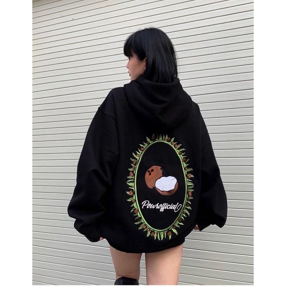 Áo Hoodie Nữ From Rộng Nỉ PE Có Mũ Hai lớp