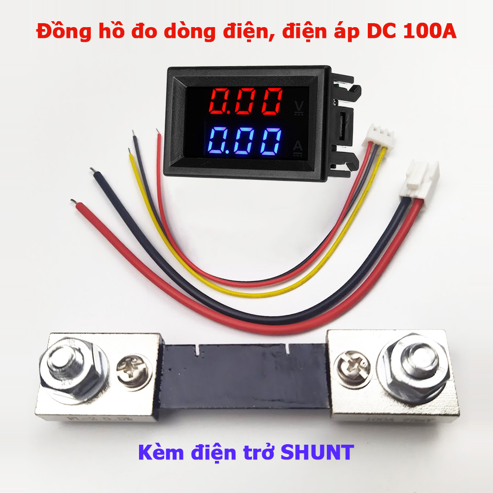 Đồng hồ đo dòng điện điện áp DC 100A 0-100V kèm điện trở SHUNT