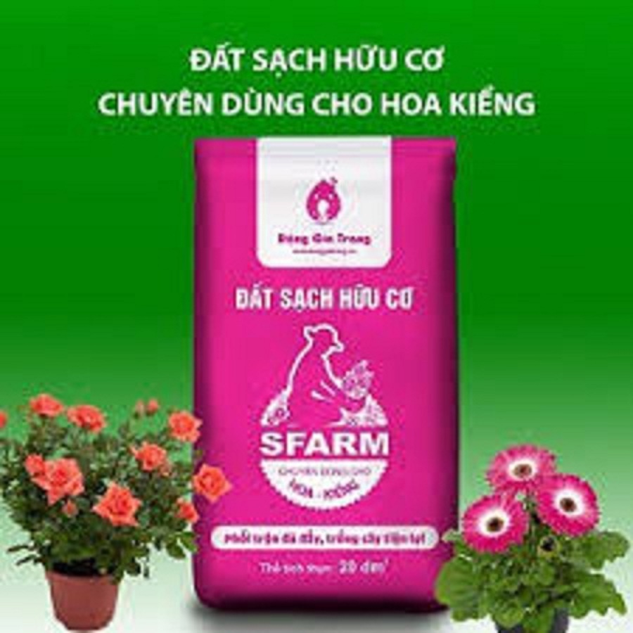 Túi 5dm3 đất sạch hữu cơ Sfarm chuyên dùng cho hoa kiểng-gói 2 kg