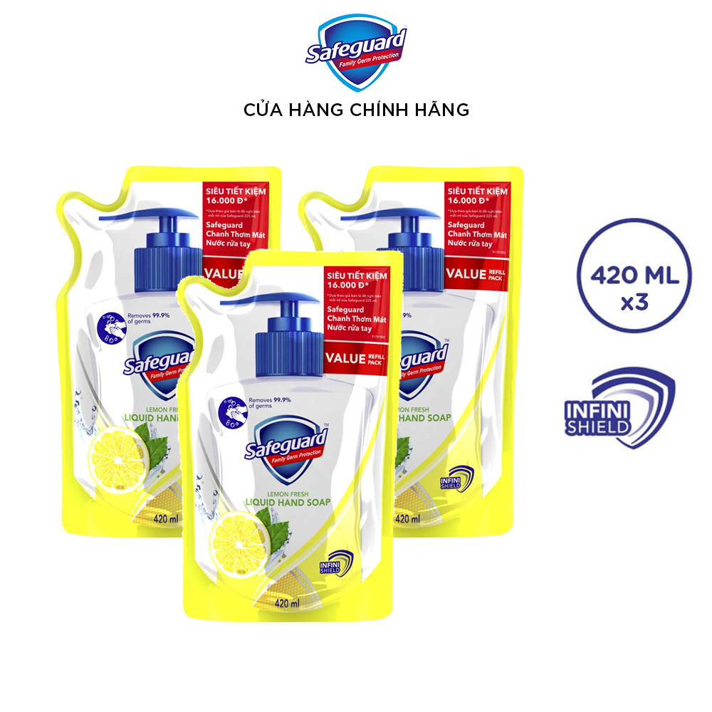 Combo 3 Túi Nước Rửa Tay SAFEGUARD Hương Chanh 420ml x3