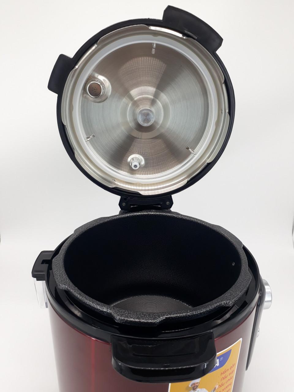 Nồi áp suất điện Matika 6L 1000W có điều chỉnh áp màu đỏ đen MTK - 9262 - HÀNG CHÍNH HÃNG