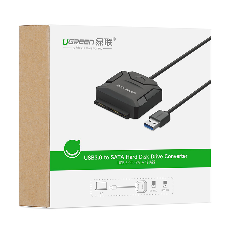 Dây Cáp Chuyển Đổi Ugreen CR108 20611 USB 3.0 Sang SATA Nguồn 12V-2A - Hàng chính hãng