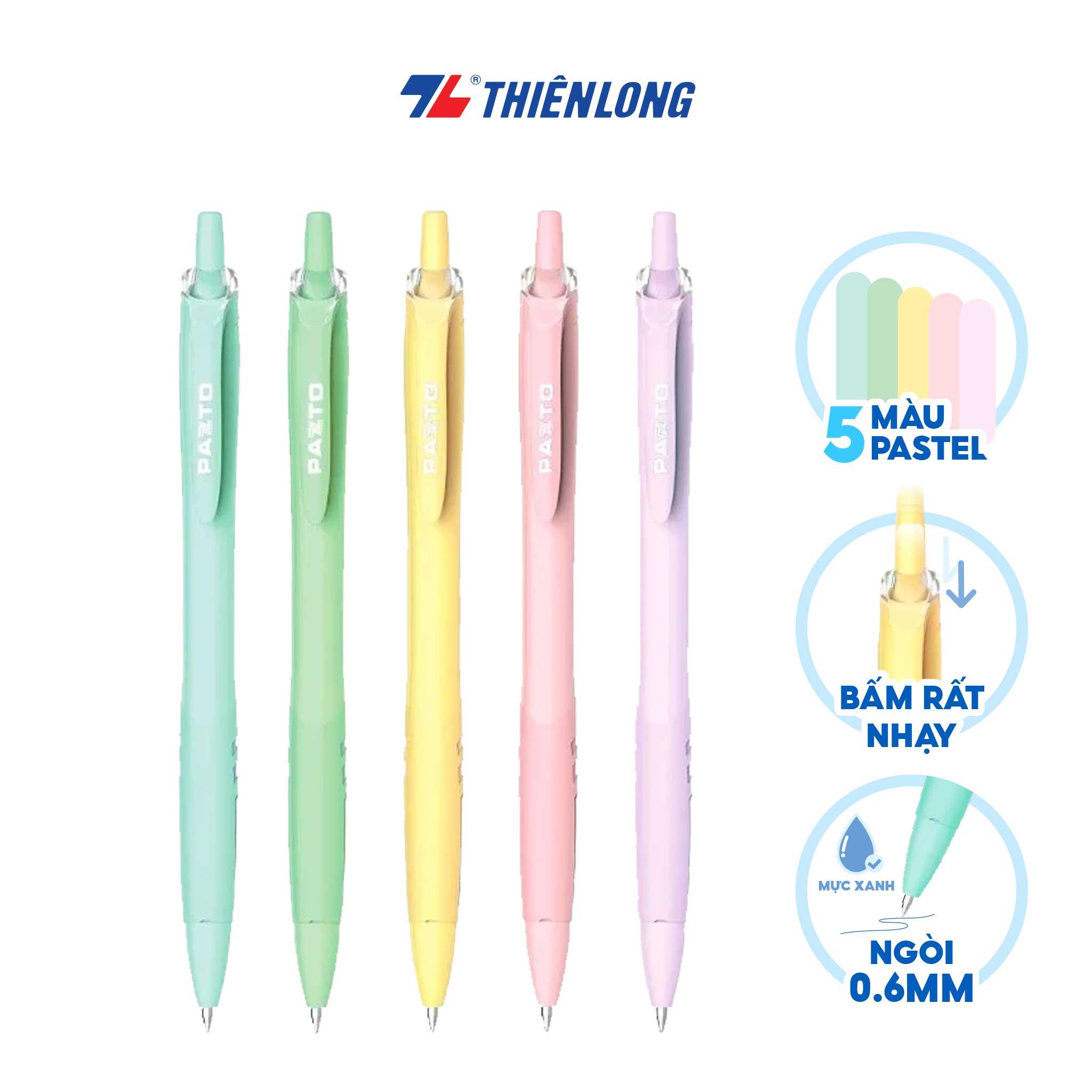 Bút gel B màu Pastel Thiên Long Flexoffice Pazto FO-GELB039/VN - Mực xanh (5 cây)-KM