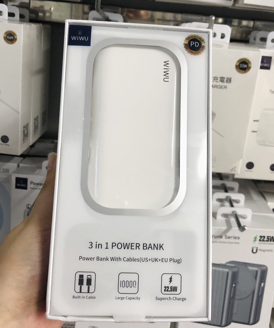 Pin dự phòng WiWU 10000mAh Fast Charging Power Bank JC-23 cho điện thoại, máy tính bảng dung lượng pin 10000mAh, có nhiều đầu ra sạc - Hàng chính hãng