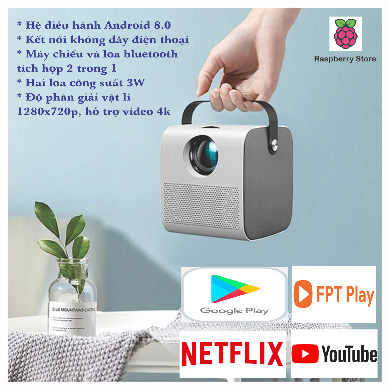 Máy chiếu Q3- Kết nối Wifi, Bluetooth xem Youtube, Netflix, VTV ...