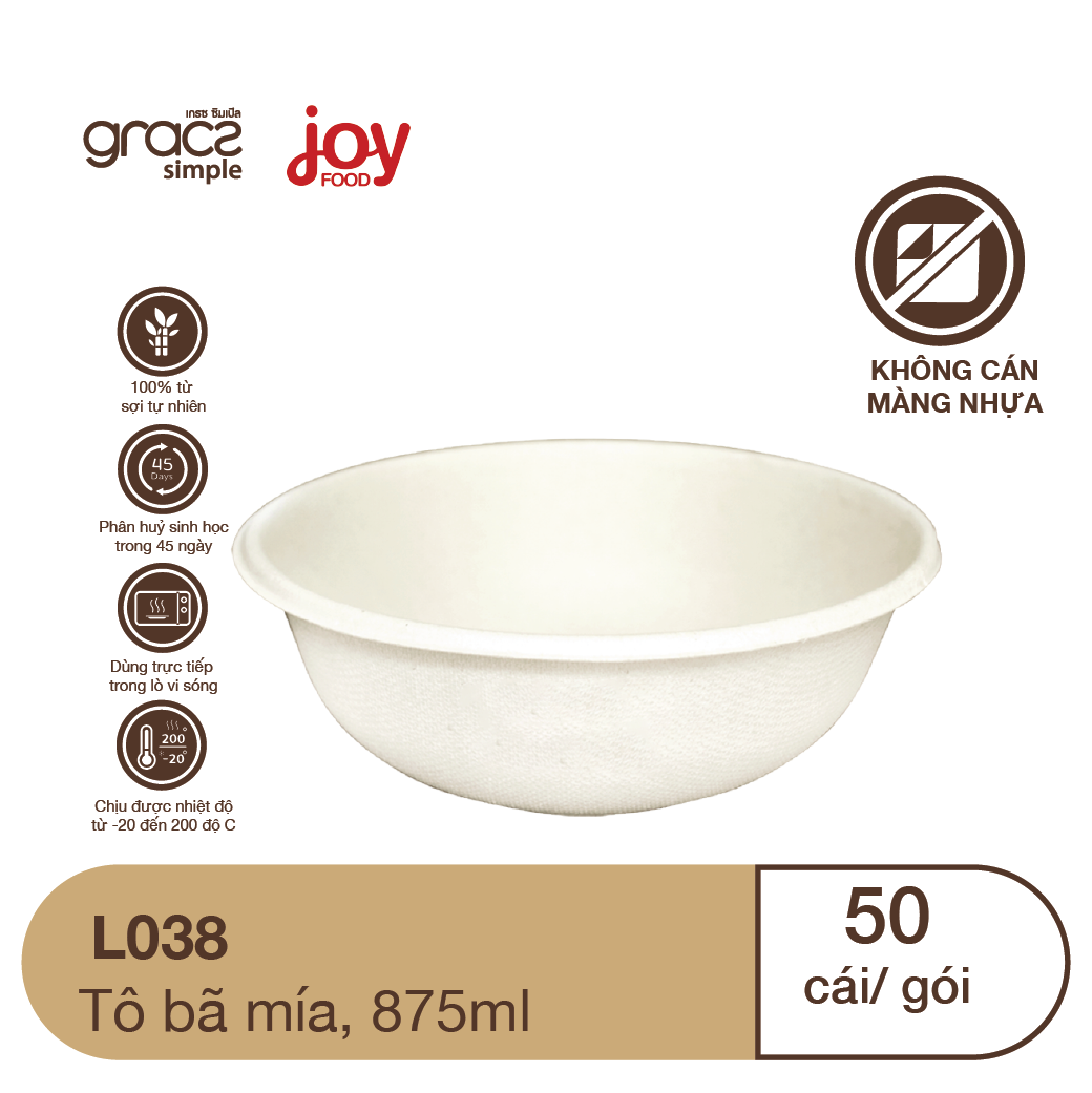 Combo 50 tô bã mía Gracz Thái Lan 875ml + Nắp Nhựa PET