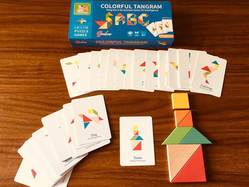 Ghép hình Tư duy Tangram gỗ theo thẻ