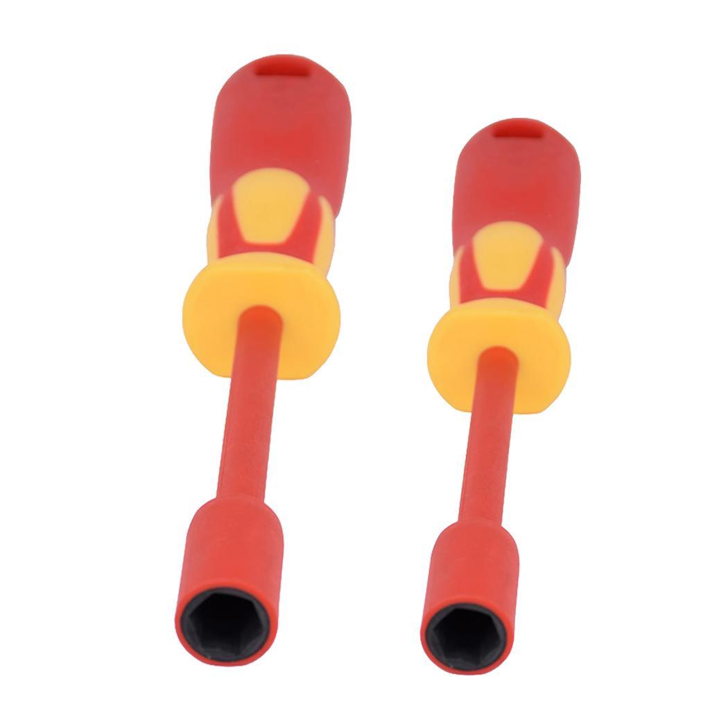 2pcs Steel Insulated Nut Driver Electric 1000V M8 M10 Hex Screwdriver for