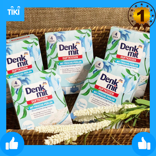 Set 4 gói túi thơm hương thiên nhiên DENKMIT, Textilerfrischer Duftkissen Wäsche-Traum, 4 St, Bỏ trong tủ quần áo tủ giày hay túi xách thơm đến 8 tuần trở lên