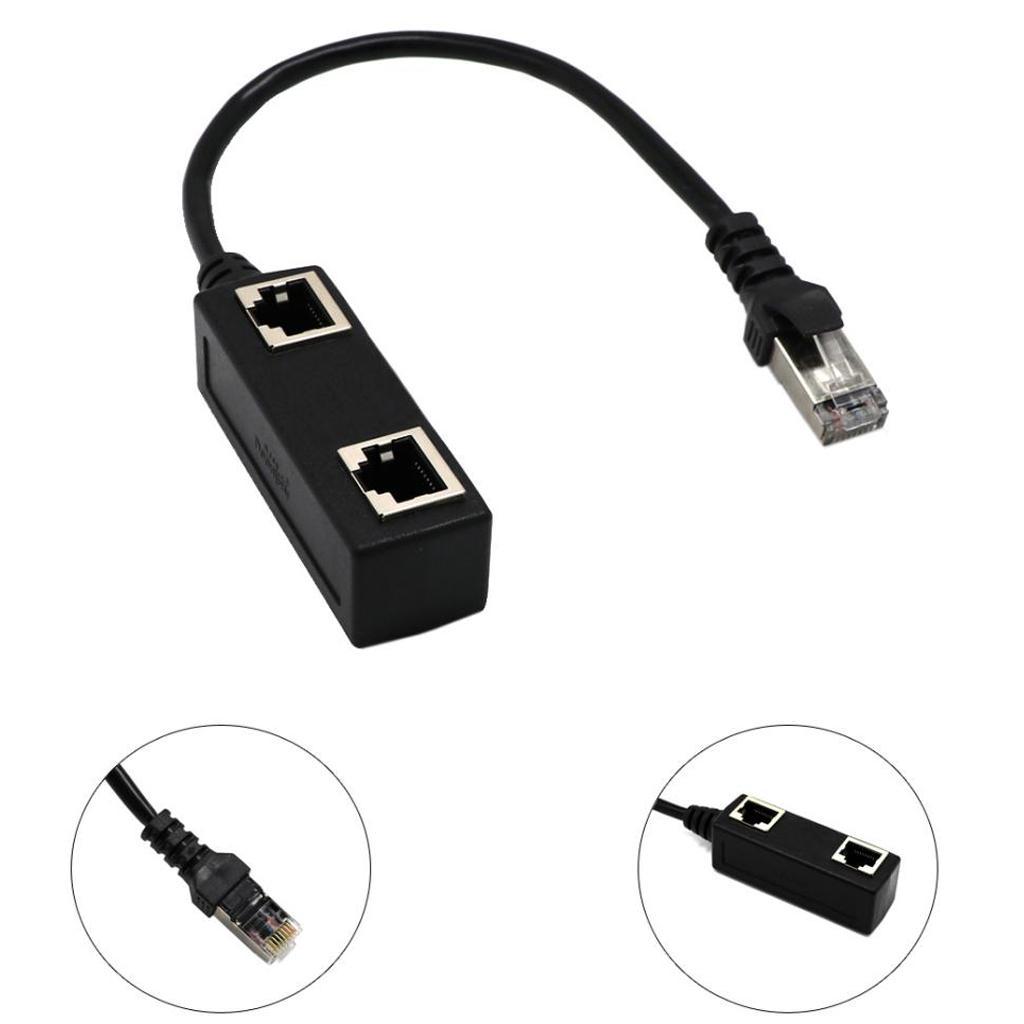 1 to 2 Port Ethernet Switch Y Splitter Adapter Cable for CAT 5/ 6 LAN