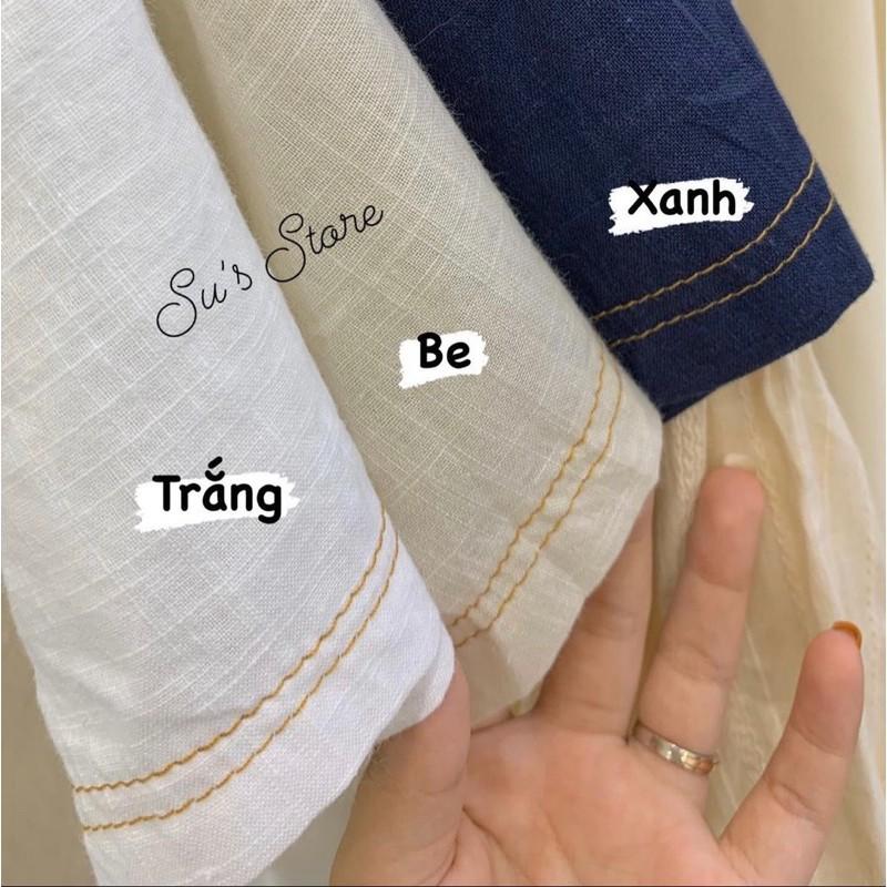 Áo sơ mi cổ tây viền chỉ nổi - 3 màu hàng Quảng Châu