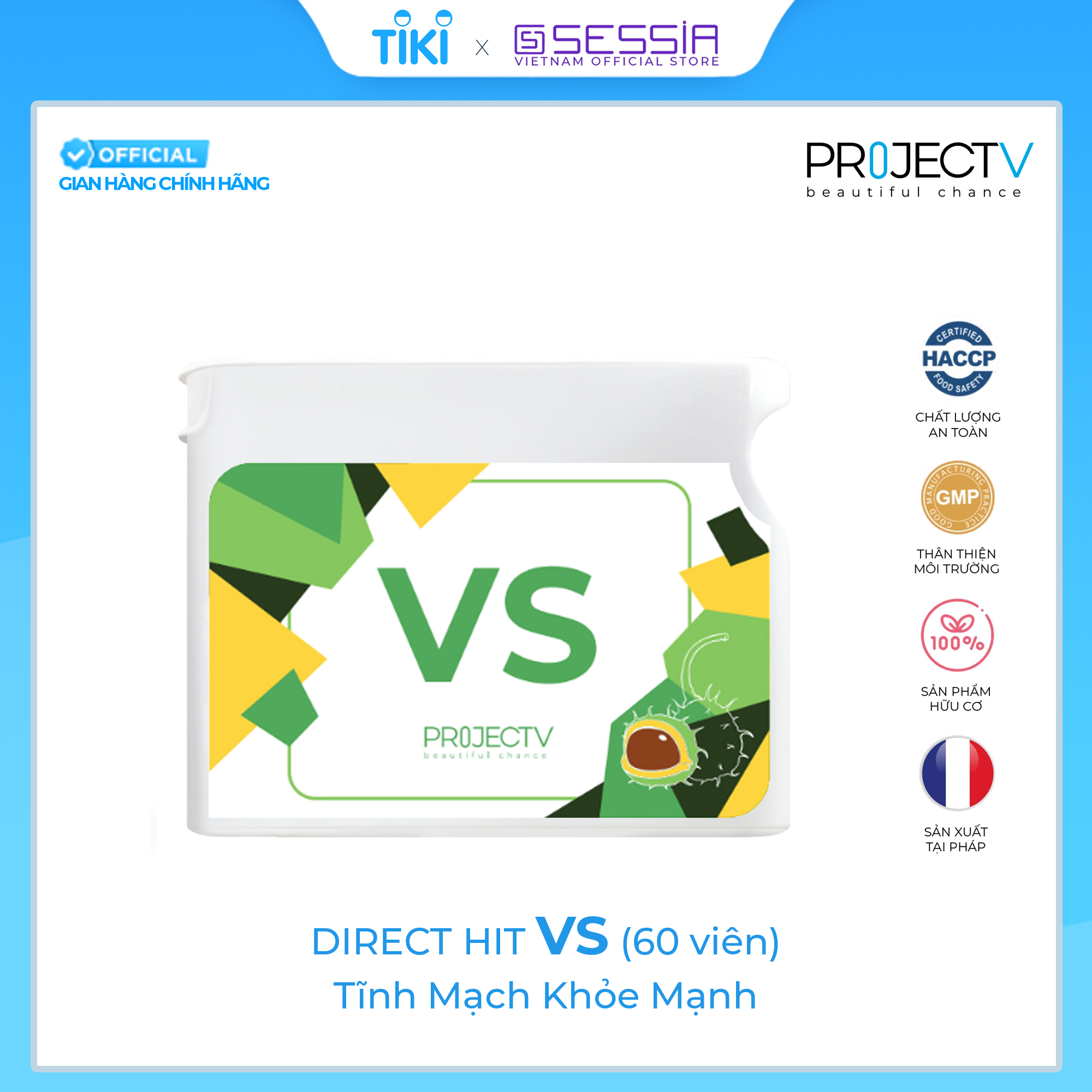 [VOUCHER 220K] Thực Phẩm Sức Khoẻ VS+A+N | V Alphabet - Điều hòa huyết áp, Giảm đau chân, Chống nhiễm trùng hệ thống sinh dục - PROJECT V - Xuất xứ Pháp, Hàng Chính Hãng