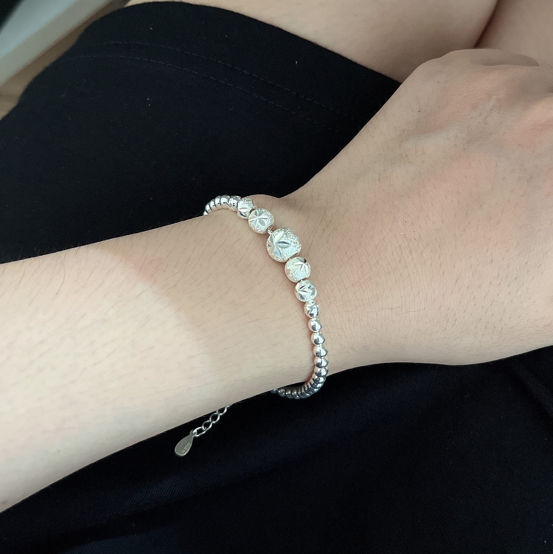 Lắc tay nữ Bi tròn Cát phay Bạc cao tuổi TTA Jewelry