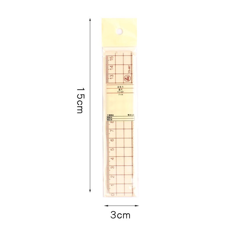 03 Thước kẻ trong suốt bằng acrylic *YS 687 dài 15cm siêu bền tặng kèm Set Đồ dùng phụ trợ học tâp *Starplus 01 trị giá 10.000đ