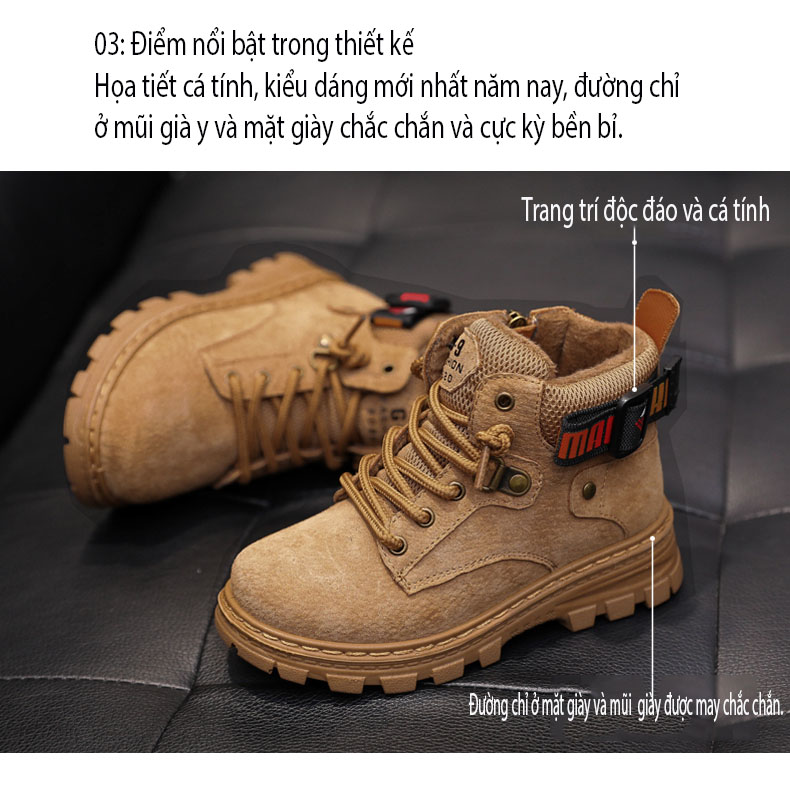 GIAY.8877 Giày Martin Boots trẻ em nam và nữ chống nước, chống mòn bảo vệ đôi chân của bạn