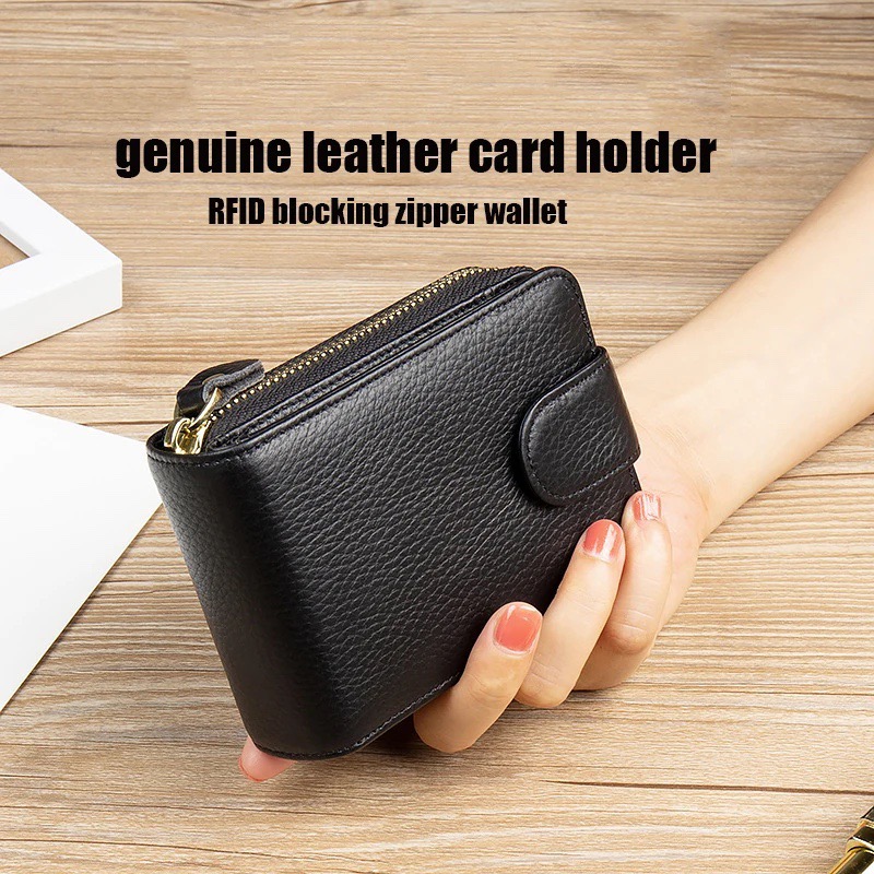 Ví nam Nữ da bò cao cấp phong cách mới, Bóp Da Nam Nữ chống từ tính RFID, Nhiều ngăn đựng thẻ tín dụng