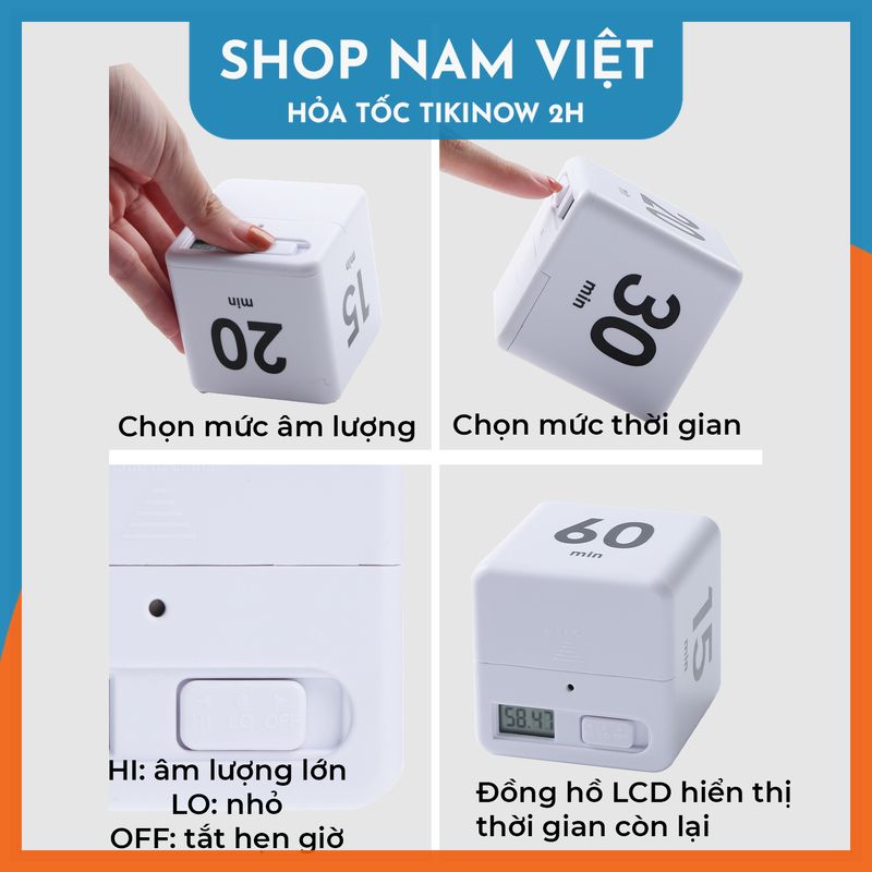 Đồng Hồ Hẹn Giờ Thông Minh Hình Lập Phương (15-20-30-60 Phút)