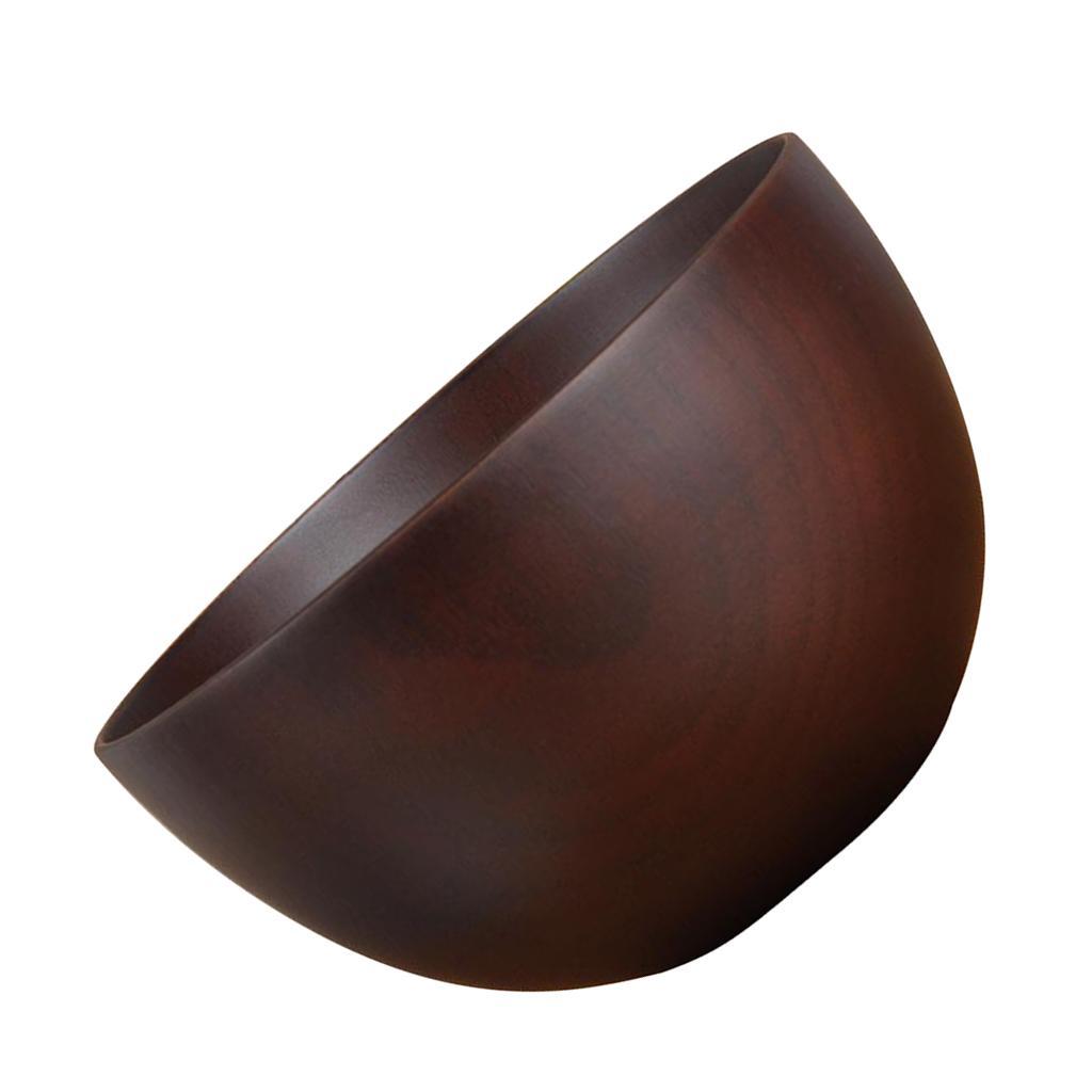 Set 2PCS Natural Wooden Bowl Rice Bowl Dessert Cereal Soup Bowl Table Decor