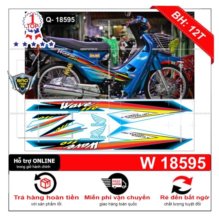 Tem rời dán xe wave nhỏ đời đầu dán xe xanh 18595 - Bi Decal