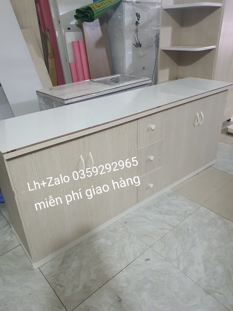 Tủ bếp mini nhựa đài Loan ốp mặt gạch