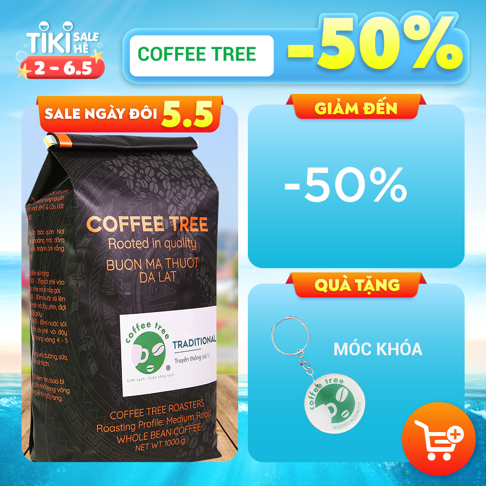 Coffee Tree truyền thống số 1 đậm đà, gu mạnh - Cà phê hạt nguyên chất 100%