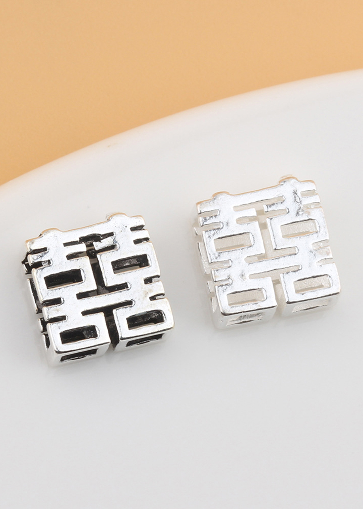 Combo 2 cái charm bạc song hỷ xỏ ngang - Ngọc Quý Gemstones