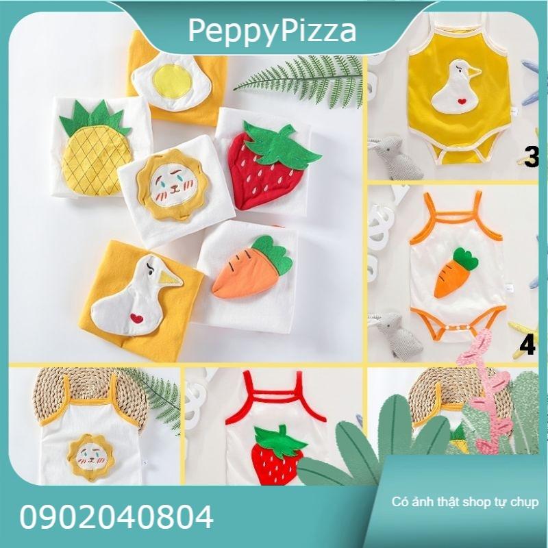 Bộ liền thân body suit 2 dây PeppyPizza cho bé sơ sinh Ss002