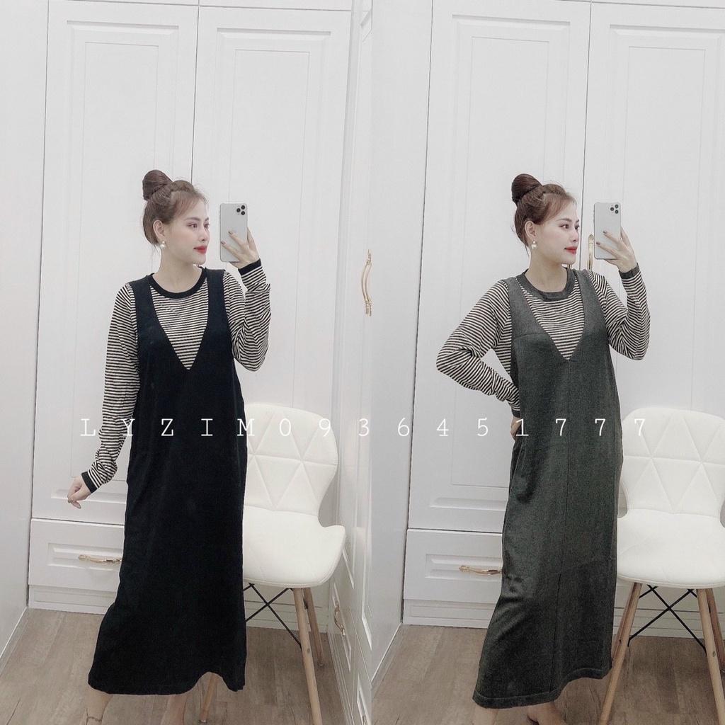 Váy Bầu Mùa Đông Chất Len Sét Cặp Rời Dáng Dài