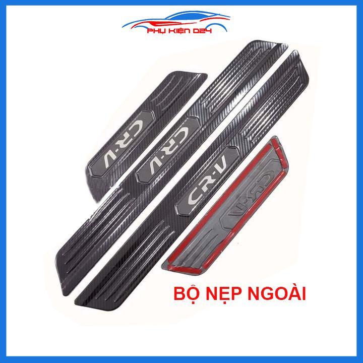 Bộ nẹp bước chân trong ngoài vân Cacbon xe CRV 2018-2019-2020 chống trầy làm đẹp ô tô
