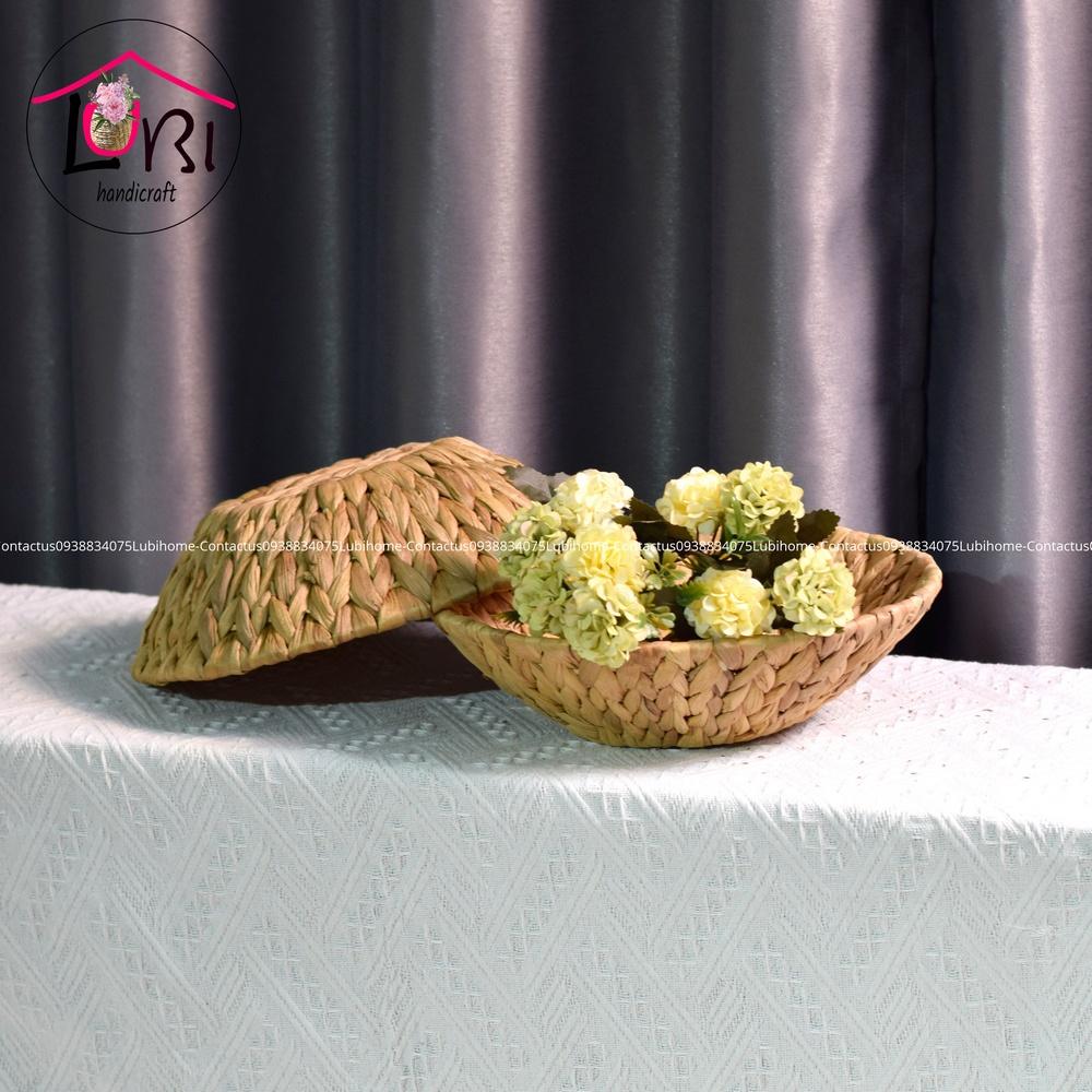 Lubihandicraft - Khay đựng đồ đan lục bình tròn côn đáy - xinh xắn