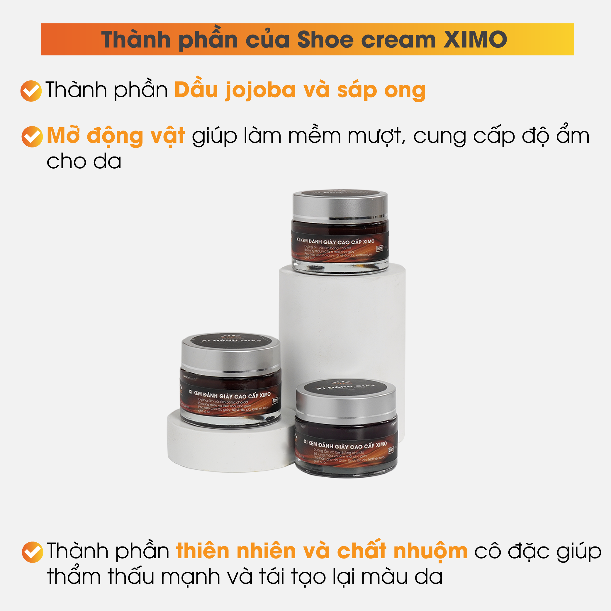 Xi kem đánh giày XIMO dưỡng và bổ sung màu cho da giày, túi ví, áo, ghế sofa XI02